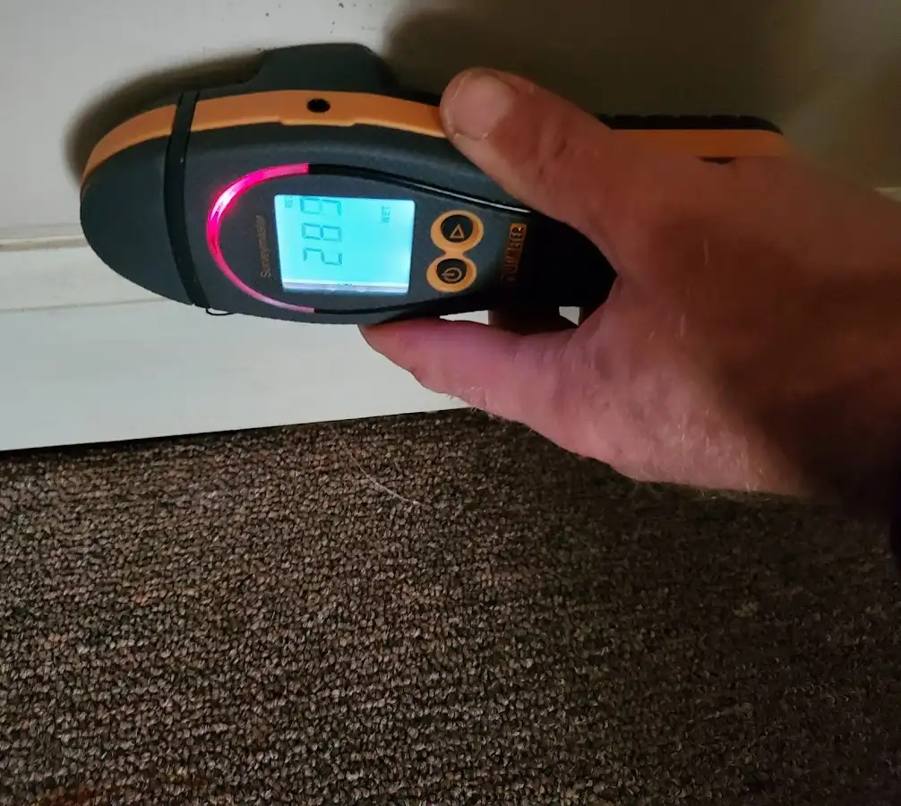 Moisture detection at baseboard during Mold Inspection & Testing in Cranston